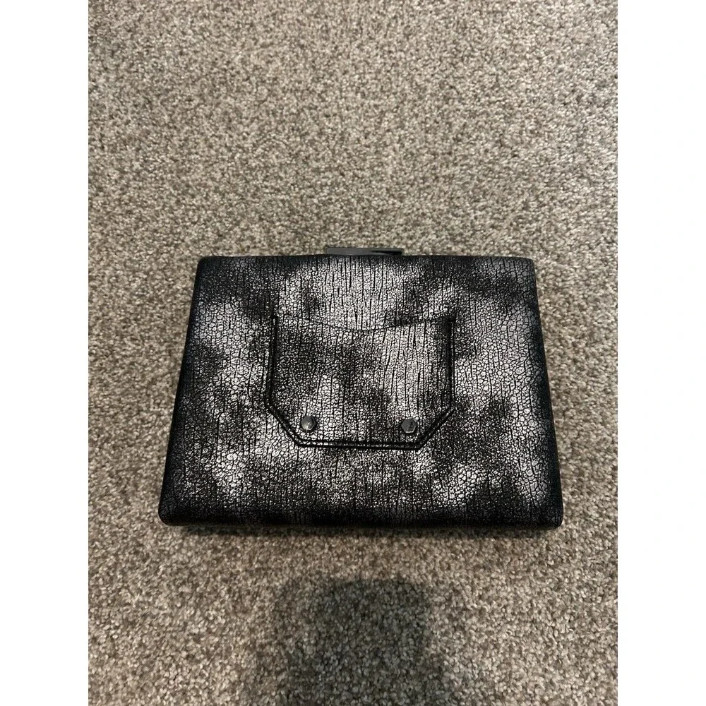 Nasty Gal Womens Charcoal Vegan Faux Leather Power Grid Studded Crossbody Bag‎